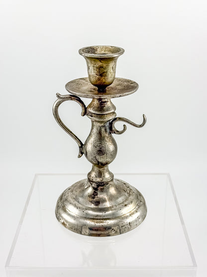 Pewter Repro Works 1995 Colonial Style Handled Chamberstick Candleholder