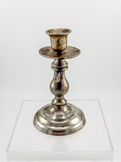 Pewter Repro Works 1995 Colonial Style Handled Chamberstick Candleholder