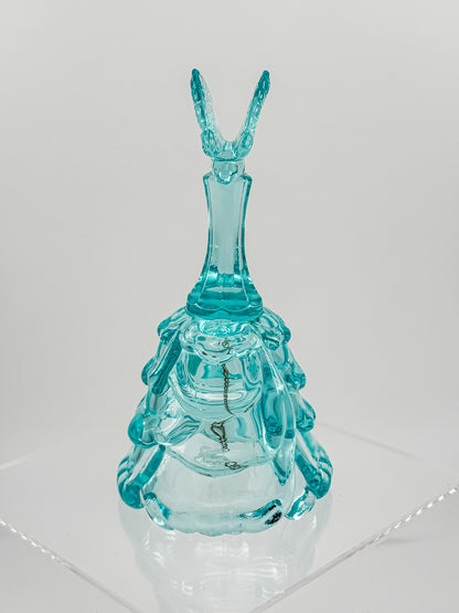 Fenton Art Glass Aqua Butterfly Bell — Handmade in USA