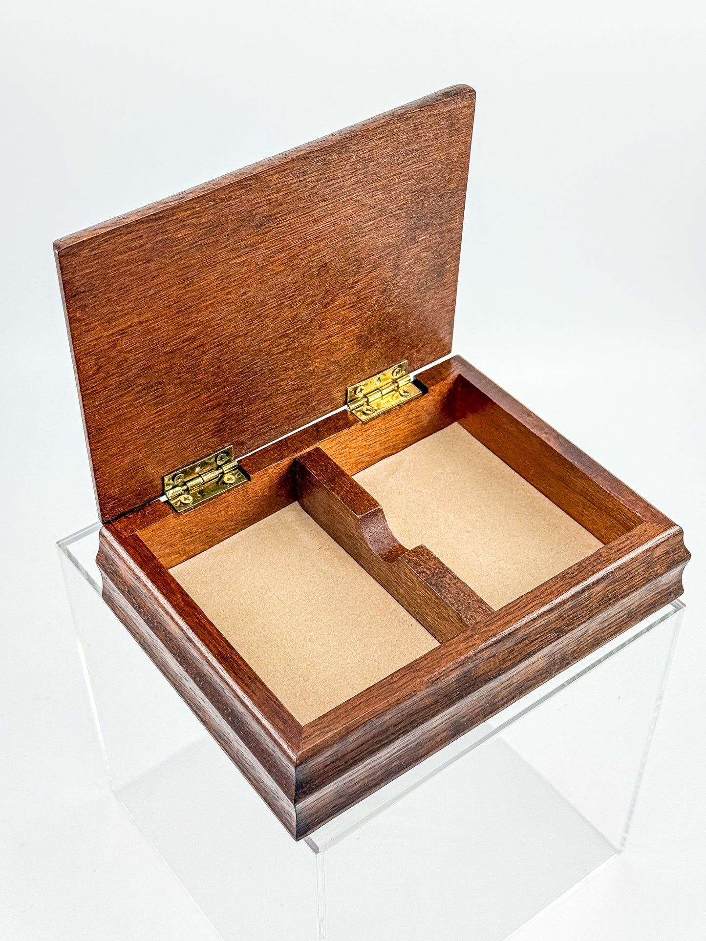 Vintage Mahogany Double Playing Card Box — Hand-Painted Mallard Duck Lid, Two Sealed Decks