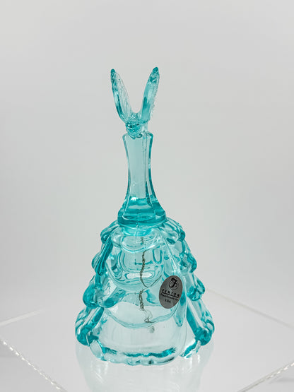 Fenton Art Glass Aqua Butterfly Bell — Handmade in USA