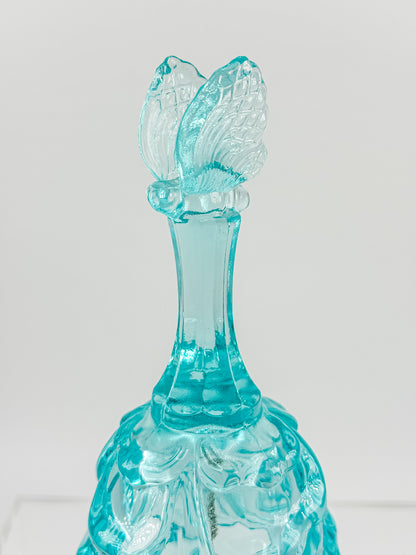 Fenton Art Glass Aqua Butterfly Bell — Handmade in USA