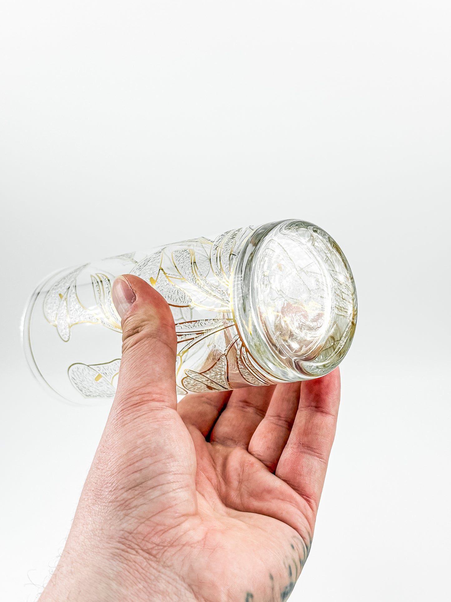 Culver "Ice Flower" Calla Lily 22k Gold Highball Glasses — Set of 4
