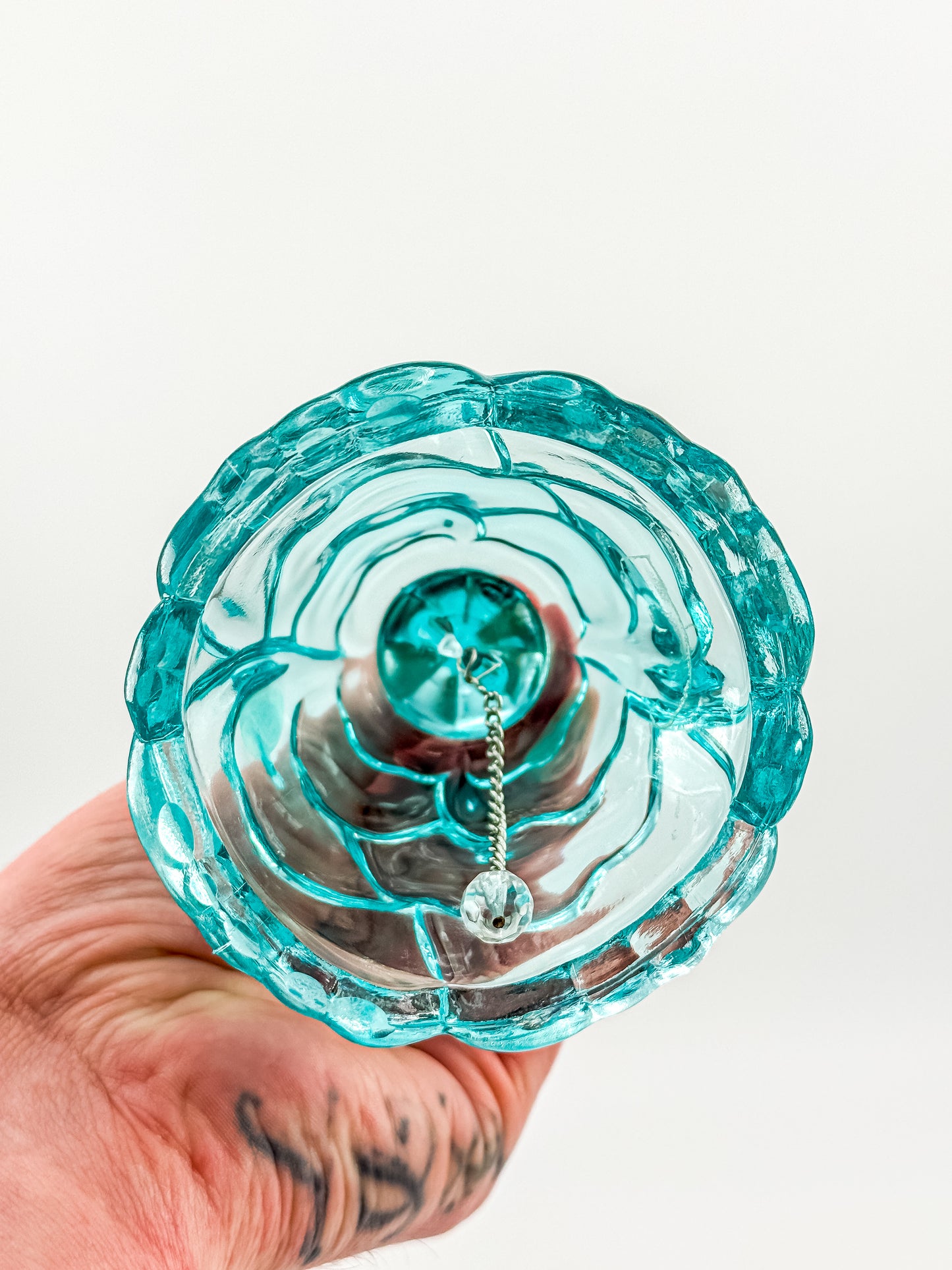Fenton Art Glass Aqua Butterfly Bell — Handmade in USA