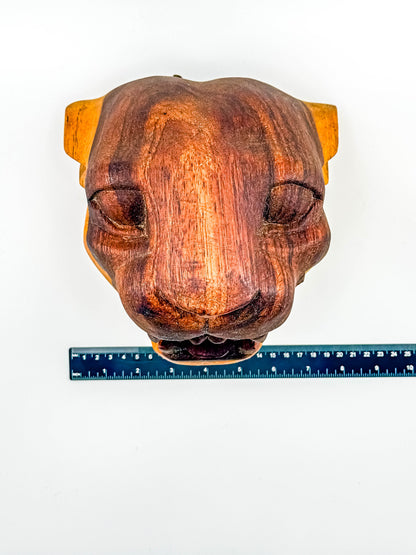 Vintage Hand-Carved Wooden Jaguar Head