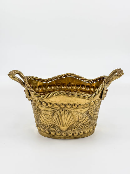 Brass Seashell Nautical Handled Basket