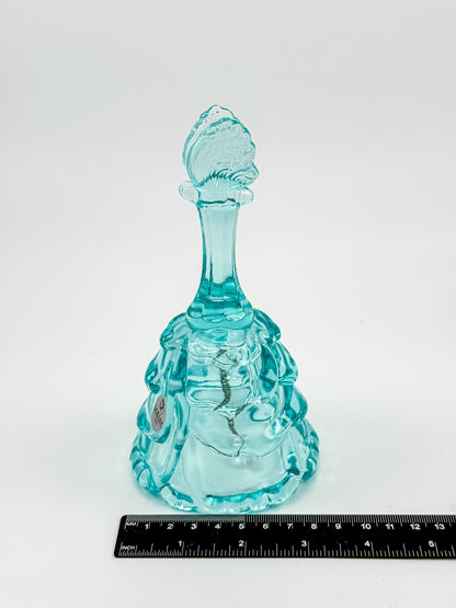 Fenton Art Glass Aqua Butterfly Bell — Handmade in USA