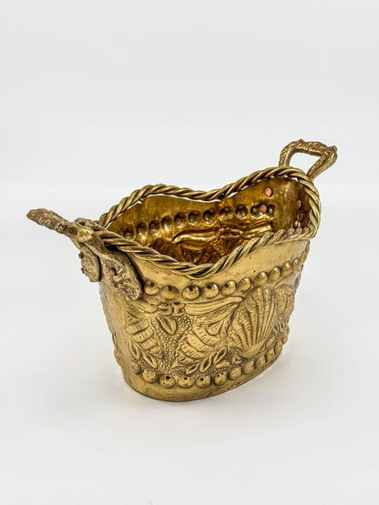 Brass Seashell Nautical Handled Basket