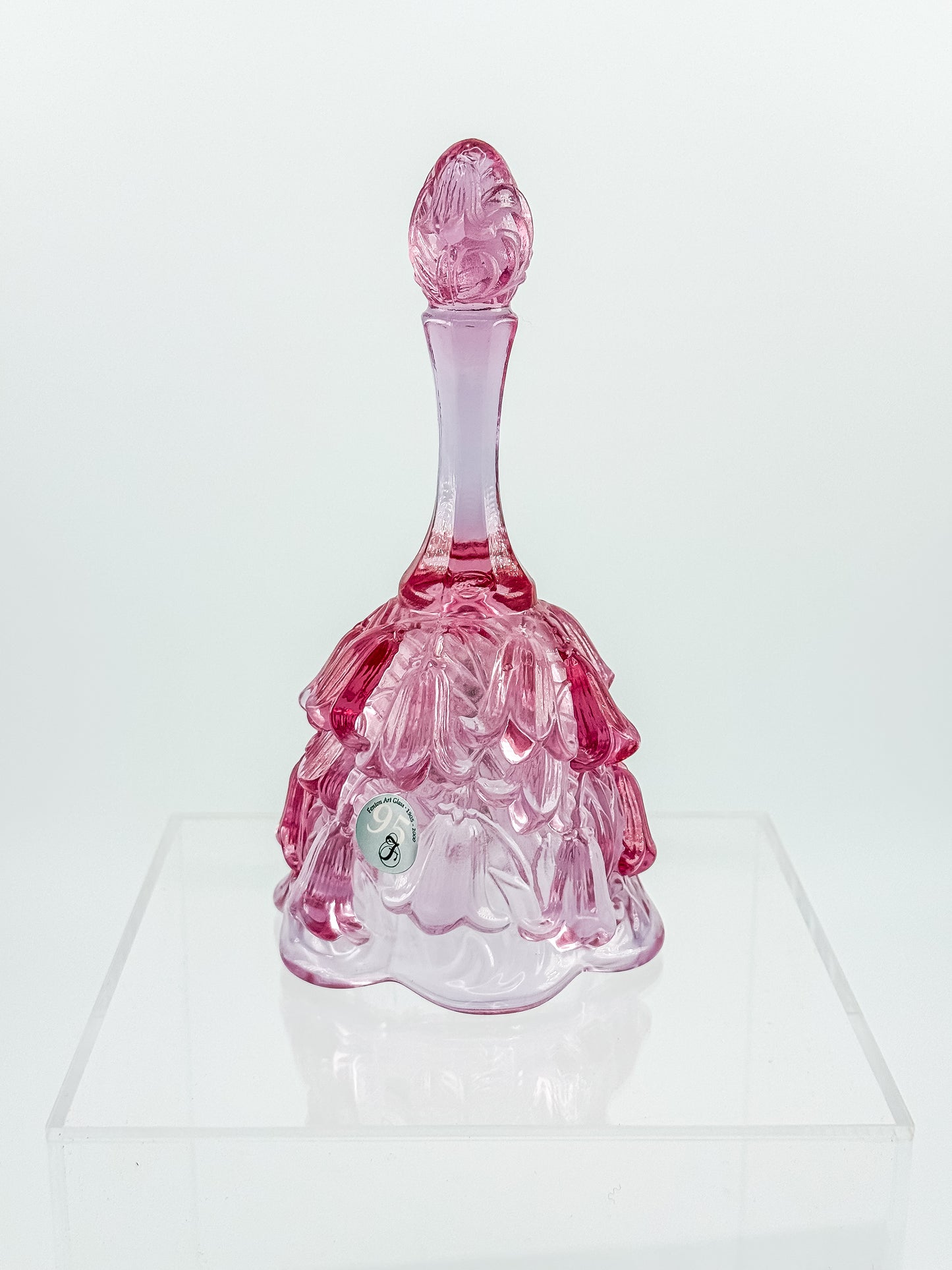 Fenton Art Glass Temple Bell – Dusty Rose Lily of the Valley
