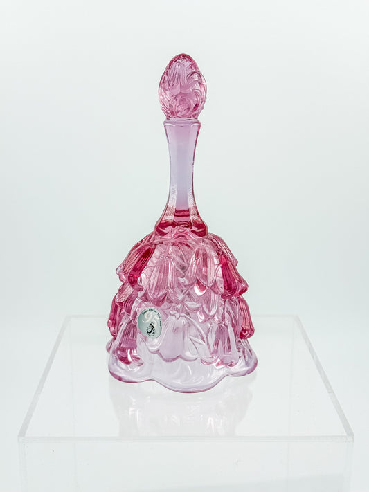 Fenton Art Glass Temple Bell – Dusty Rose Lily of the Valley