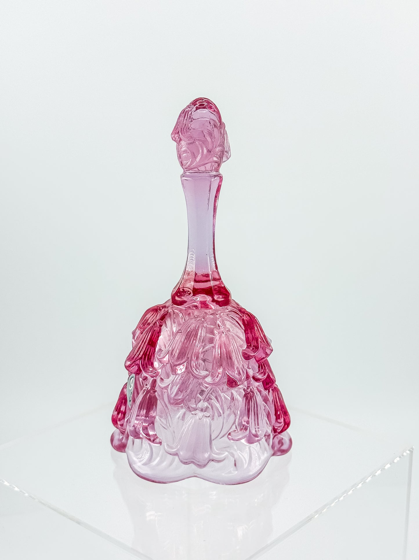Fenton Art Glass Temple Bell – Dusty Rose Lily of the Valley