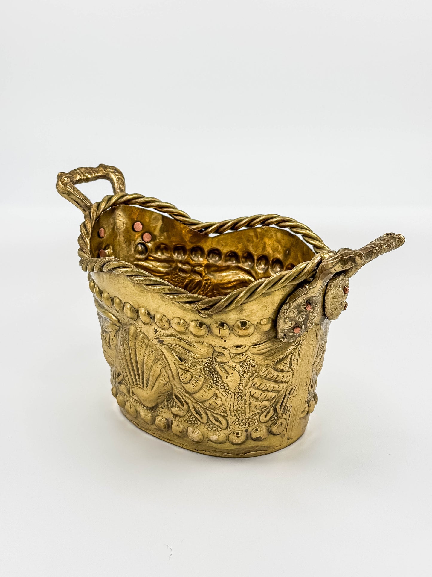 Brass Seashell Nautical Handled Basket