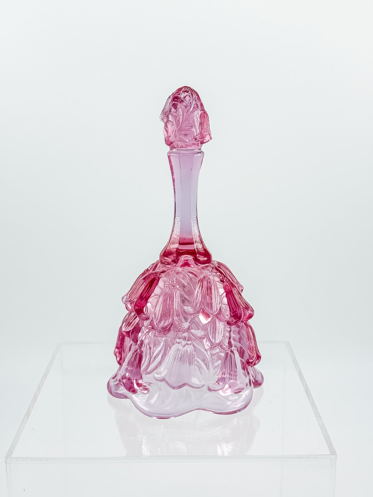 Fenton Art Glass Temple Bell – Dusty Rose Lily of the Valley