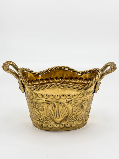 Brass Seashell Nautical Handled Basket