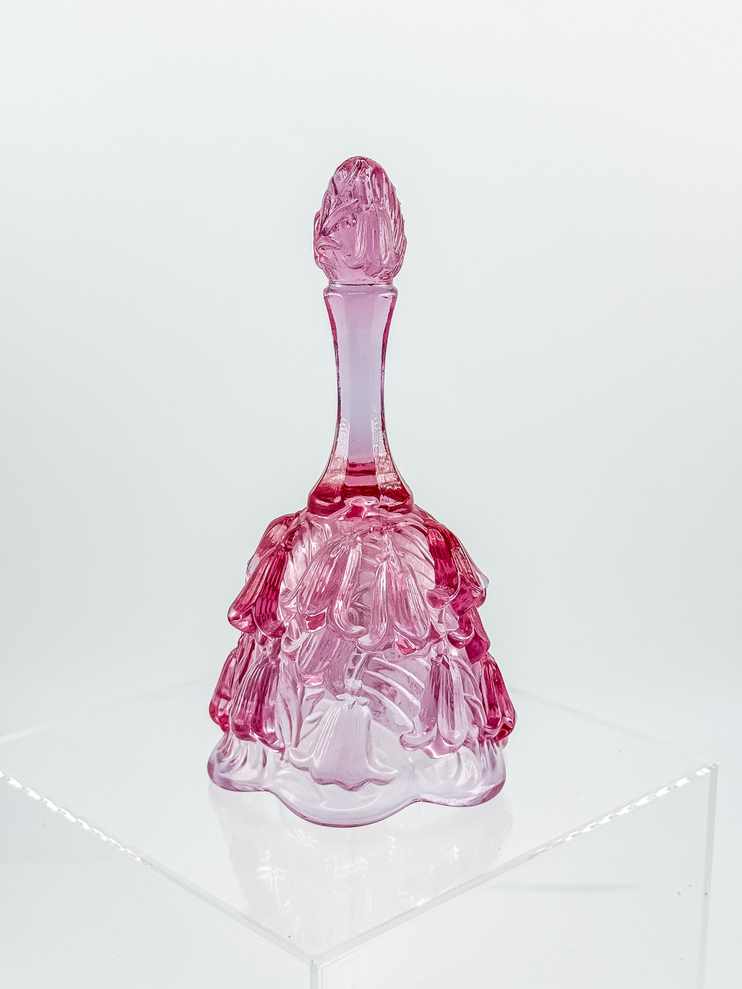 Fenton Art Glass Temple Bell – Dusty Rose Lily of the Valley