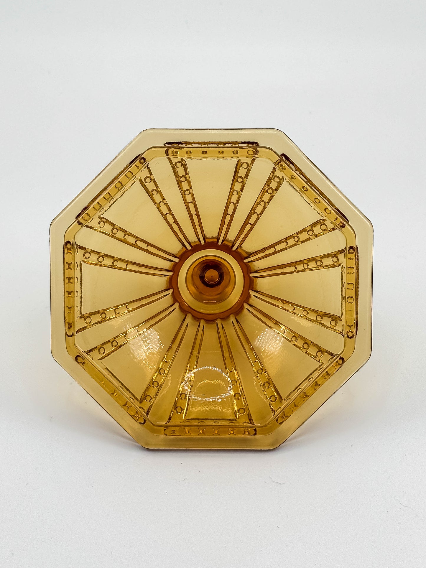 Vintage Imperial Glass Amber Octagonal Lidded Dish