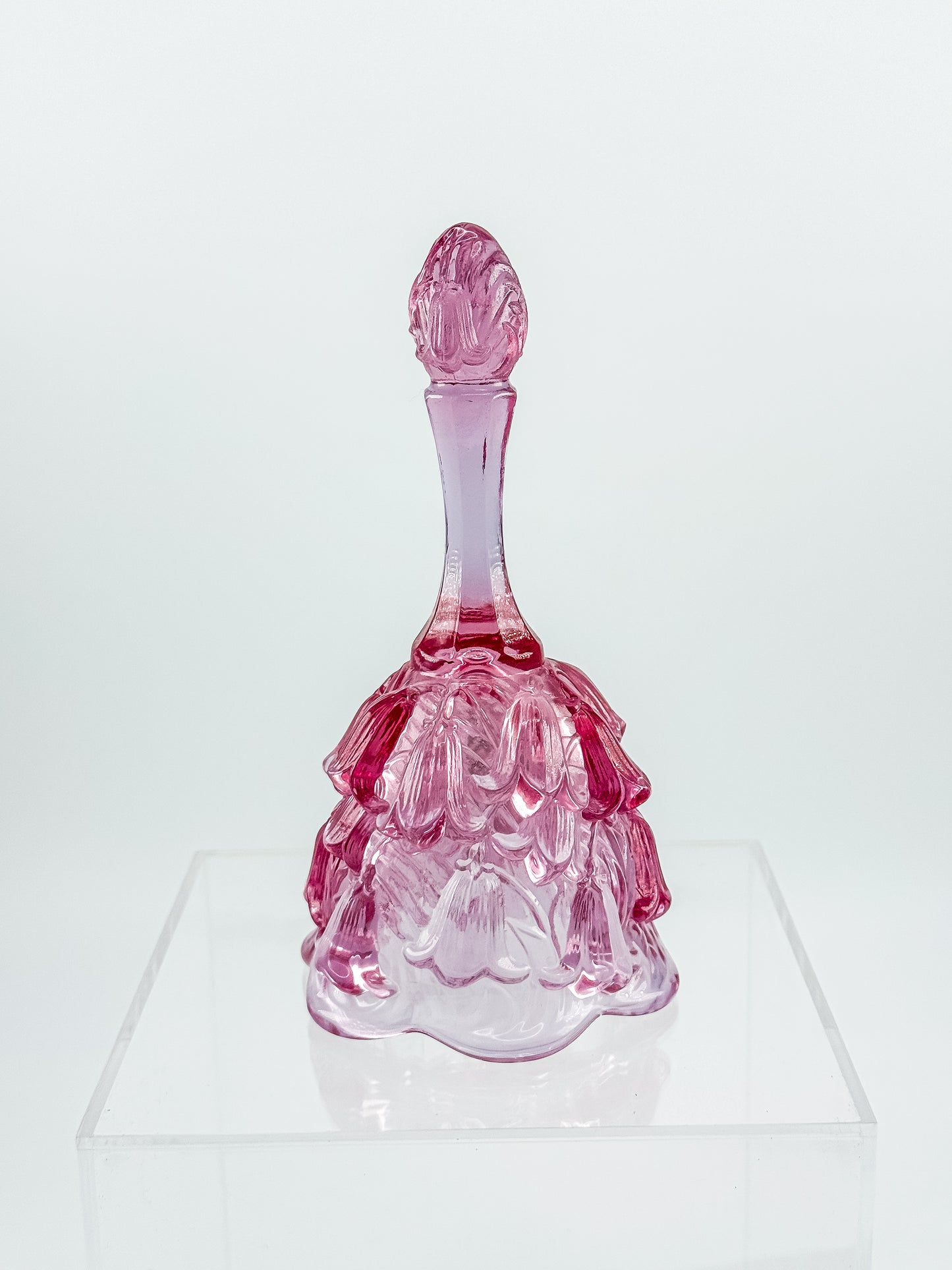 Fenton Art Glass Temple Bell – Dusty Rose Lily of the Valley