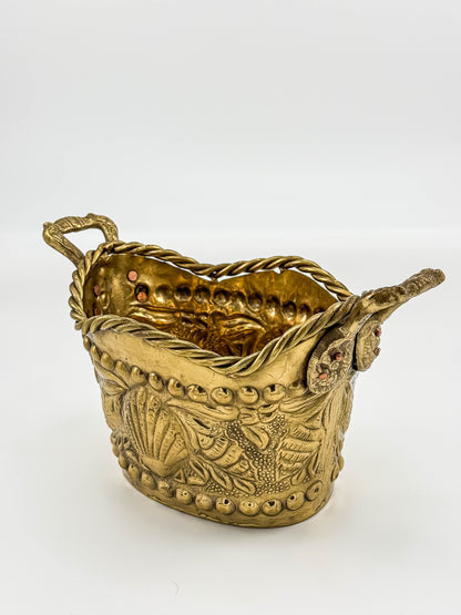 Brass Seashell Nautical Handled Basket