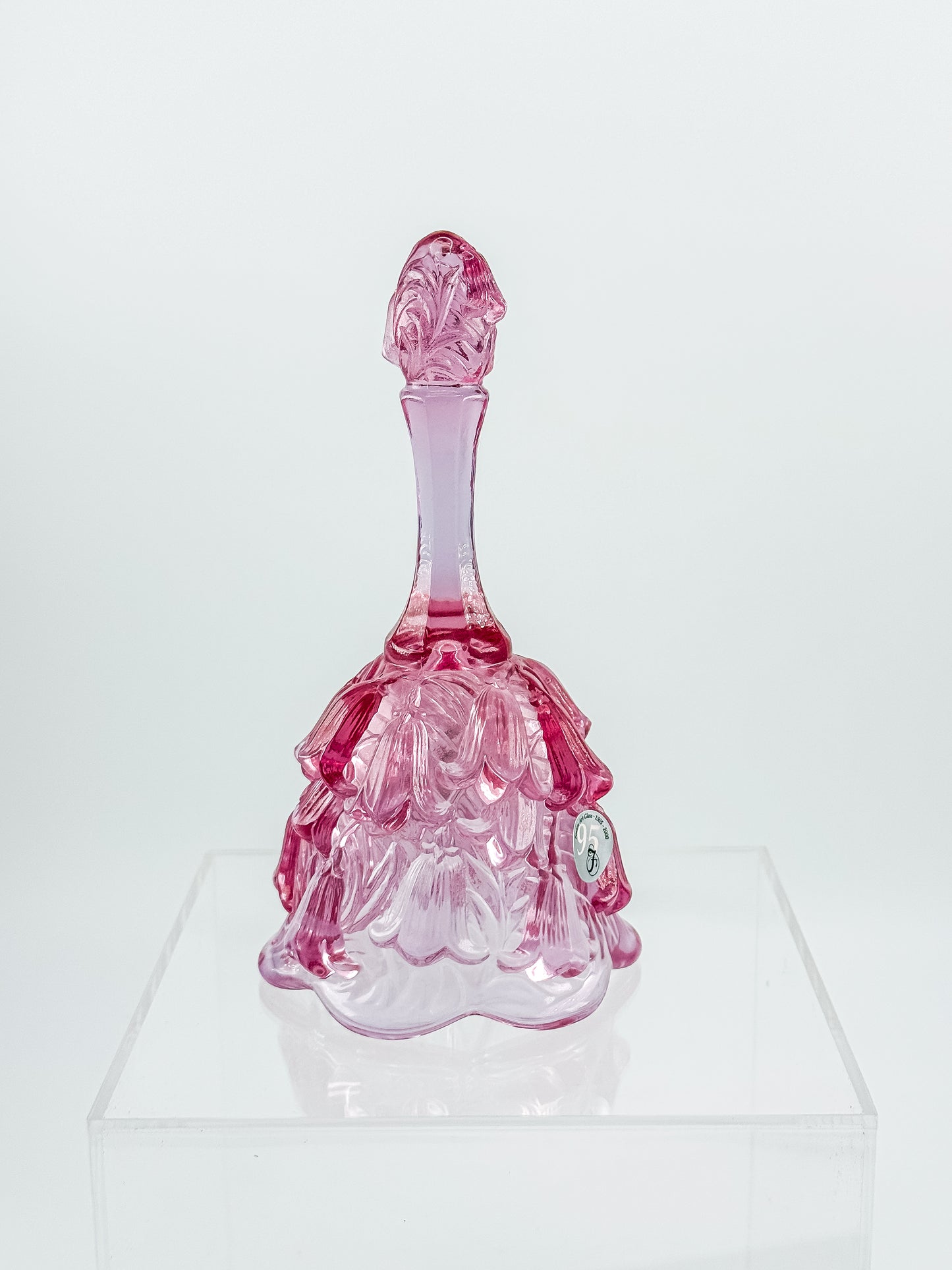 Fenton Art Glass Temple Bell – Dusty Rose Lily of the Valley
