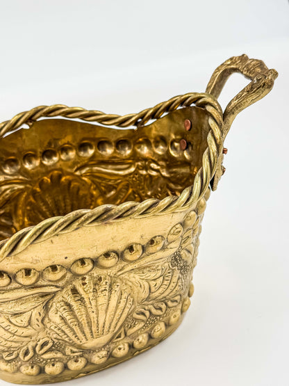 Brass Seashell Nautical Handled Basket