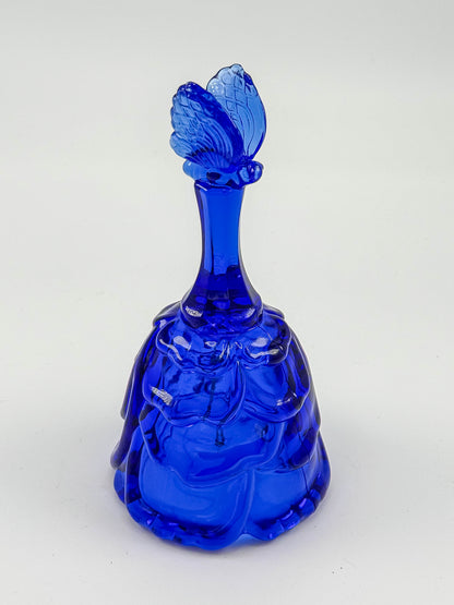 Vintage Fenton Glass Cobalt Blue Butterfly Bell