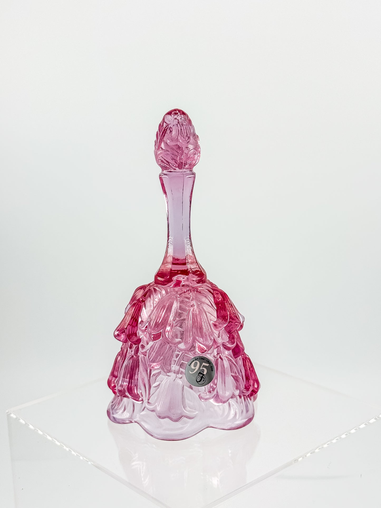 Fenton Art Glass Temple Bell – Dusty Rose Lily of the Valley