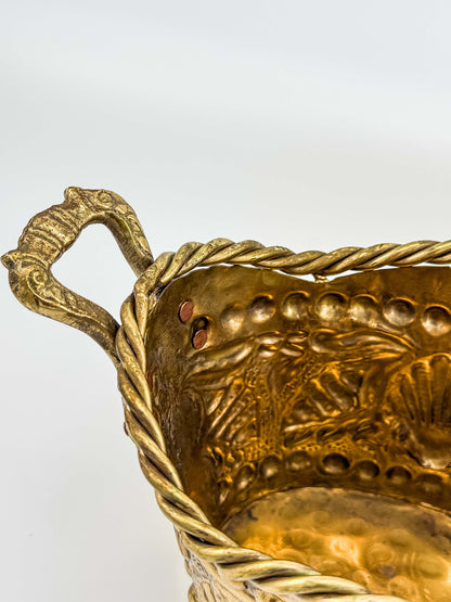 Brass Seashell Nautical Handled Basket