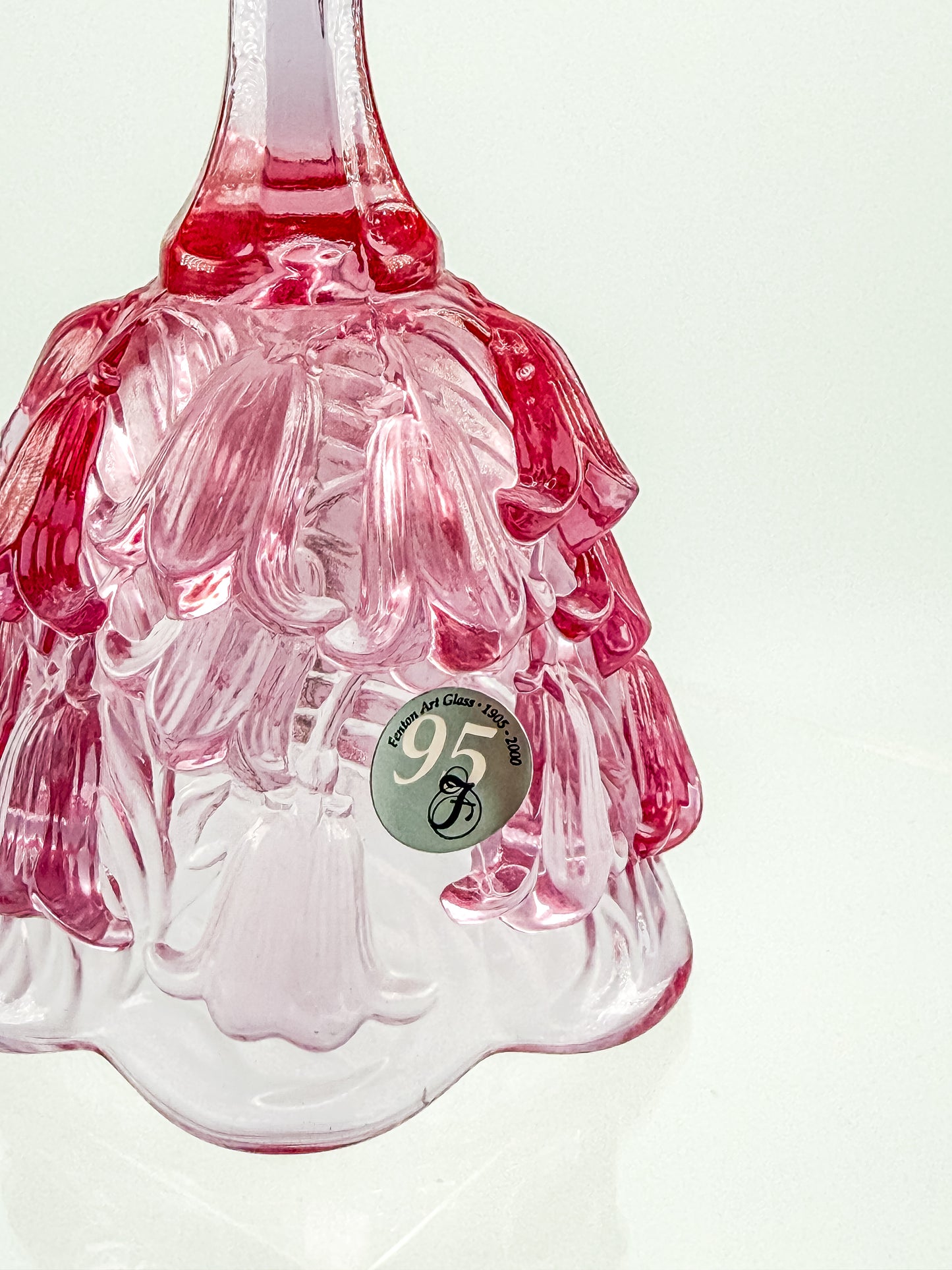 Fenton Art Glass Temple Bell – Dusty Rose Lily of the Valley