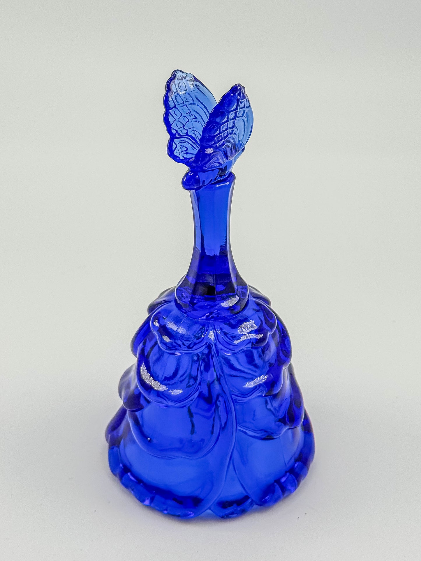 Vintage Fenton Glass Cobalt Blue Butterfly Bell