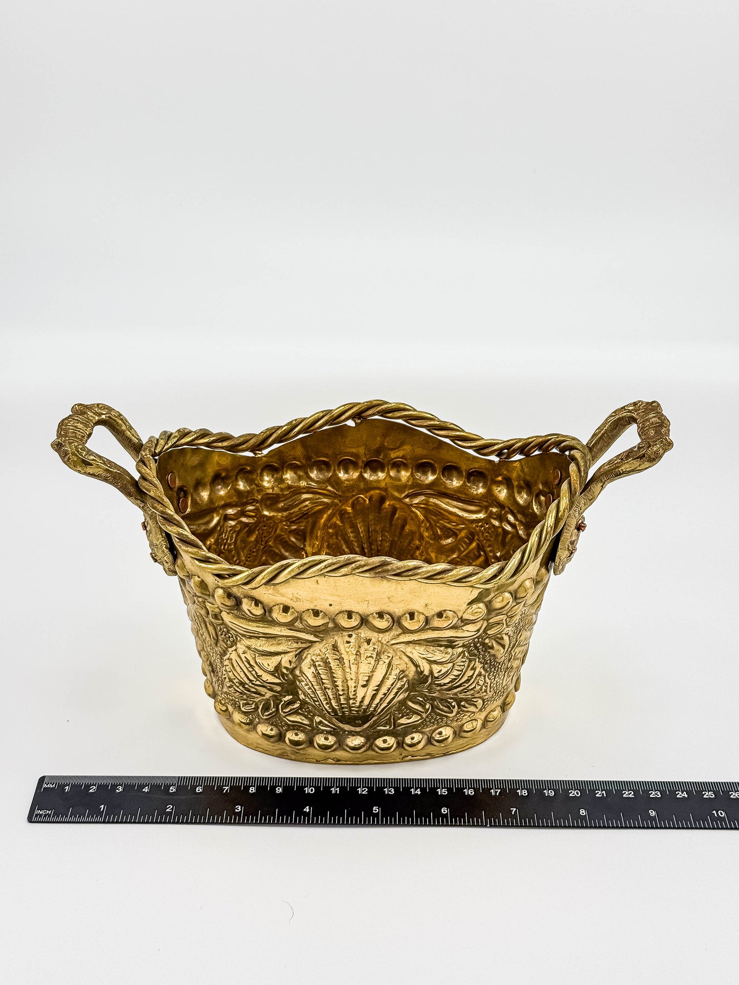 Brass Seashell Nautical Handled Basket