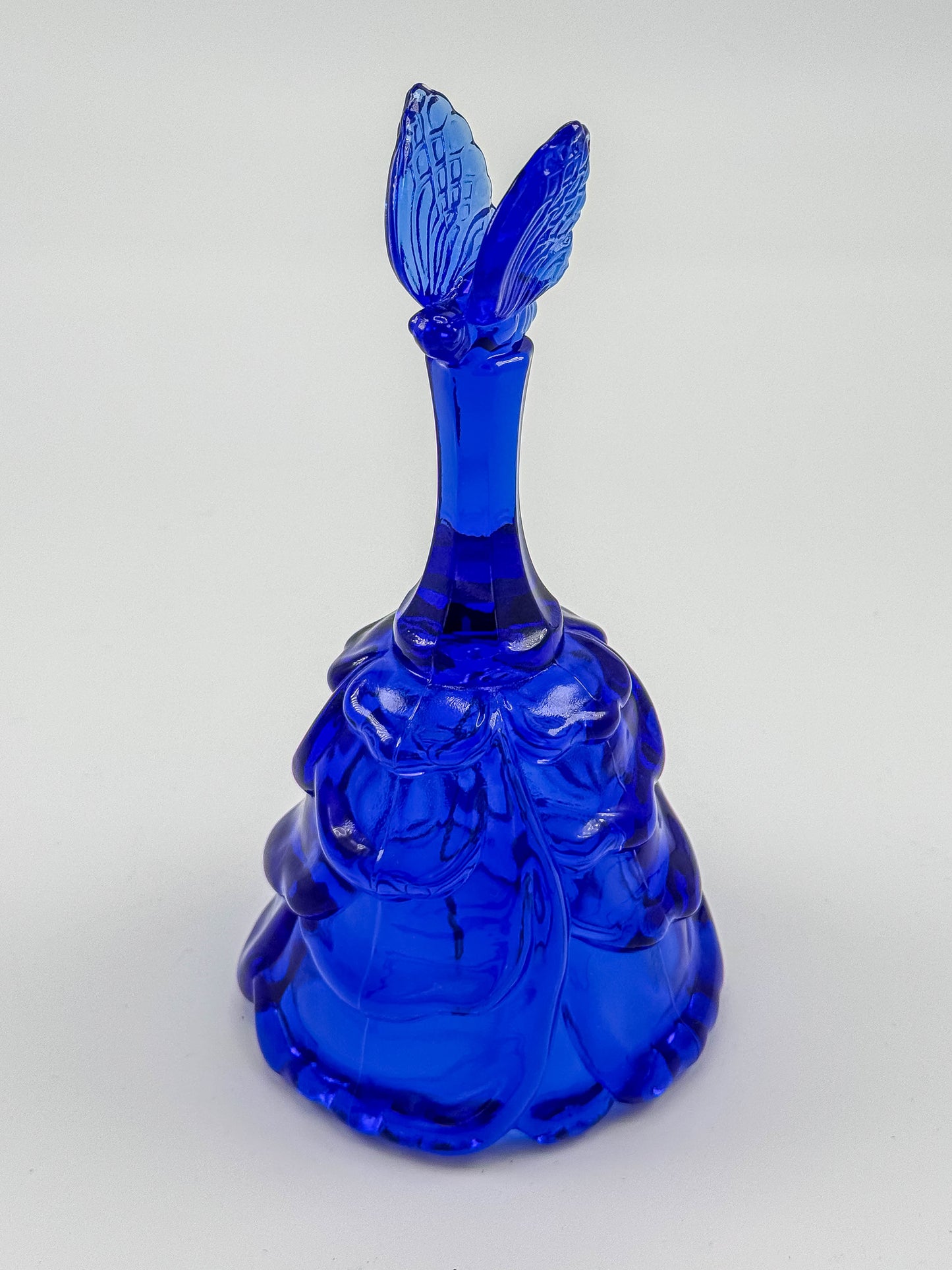 Vintage Fenton Glass Cobalt Blue Butterfly Bell