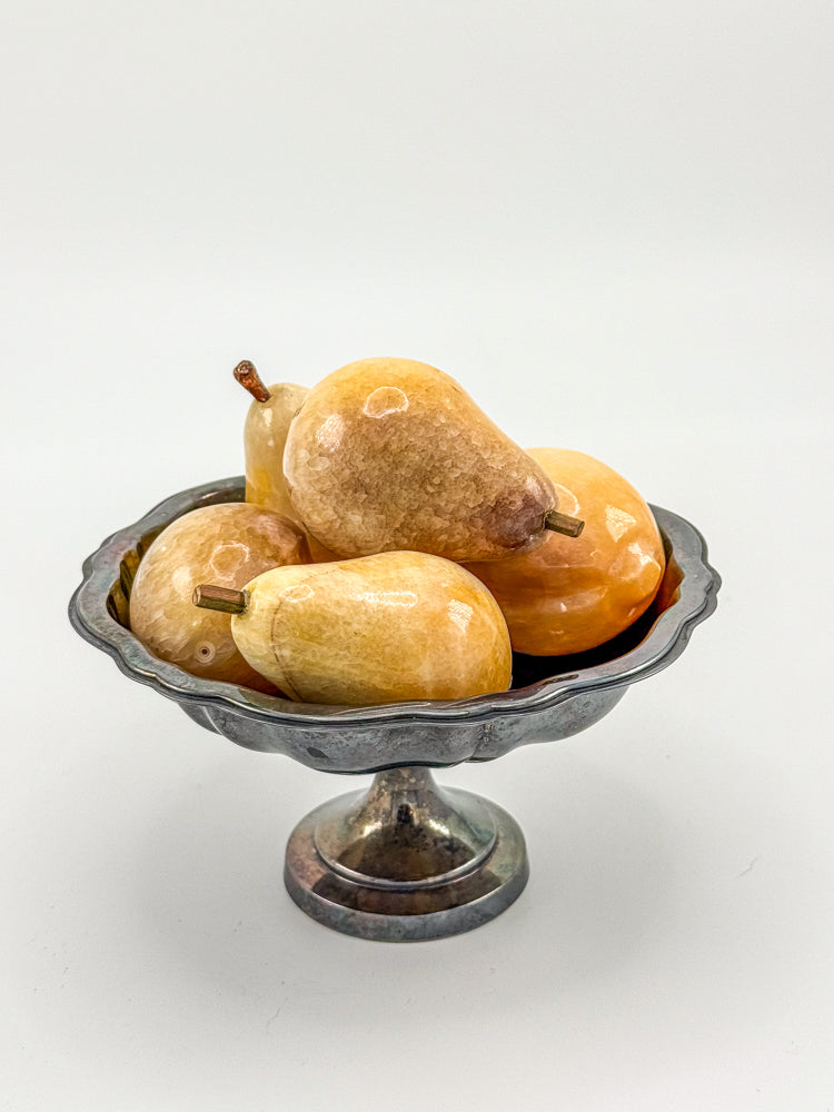 Vintage Alabaster Fruit Set - Three Pears and Two Peaches