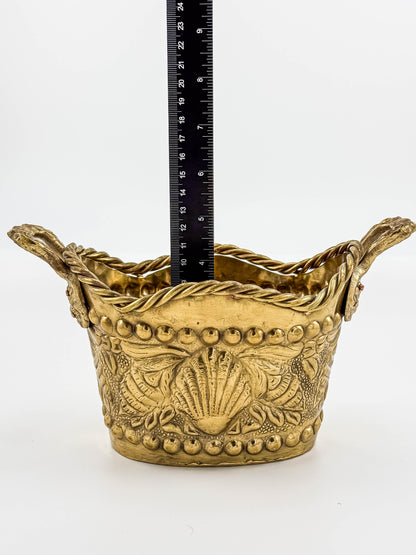 Brass Seashell Nautical Handled Basket