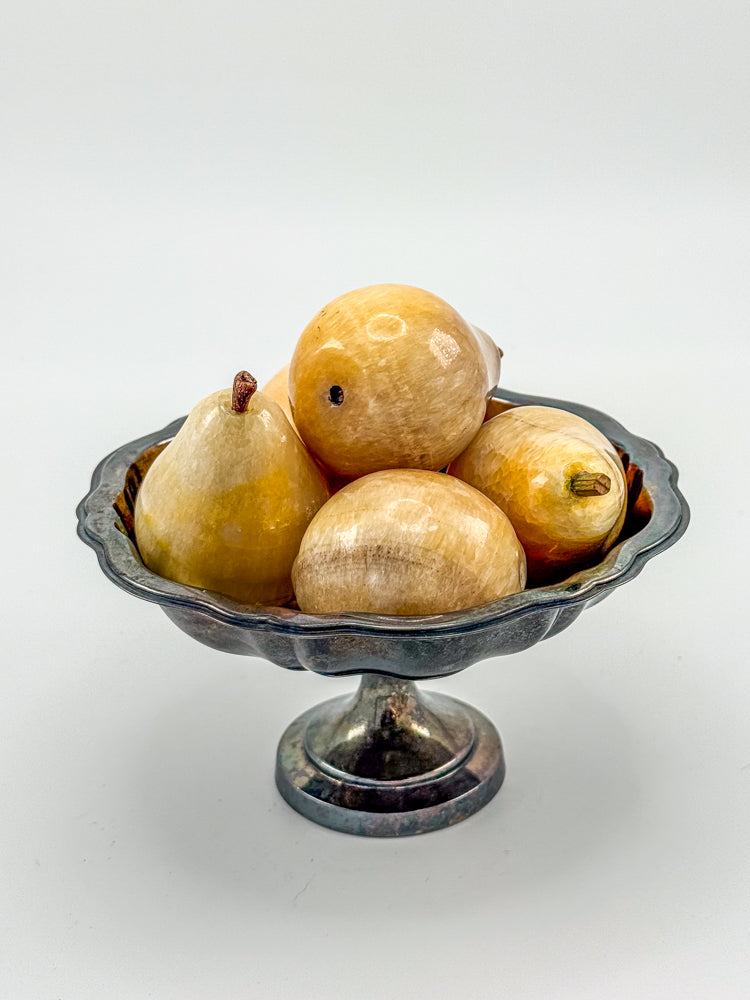 Vintage Alabaster Fruit Set - Three Pears and Two Peaches