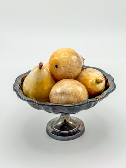 Vintage Alabaster Fruit Set - Three Pears and Two Peaches