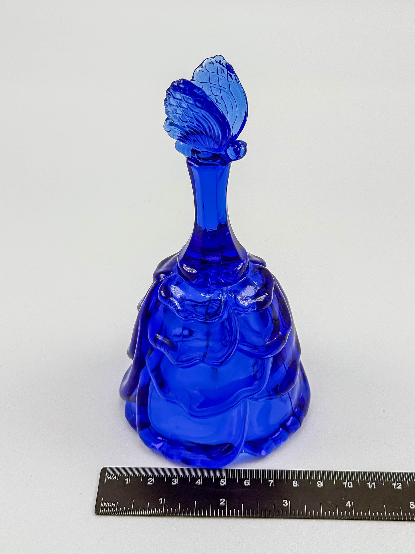 Vintage Fenton Glass Cobalt Blue Butterfly Bell