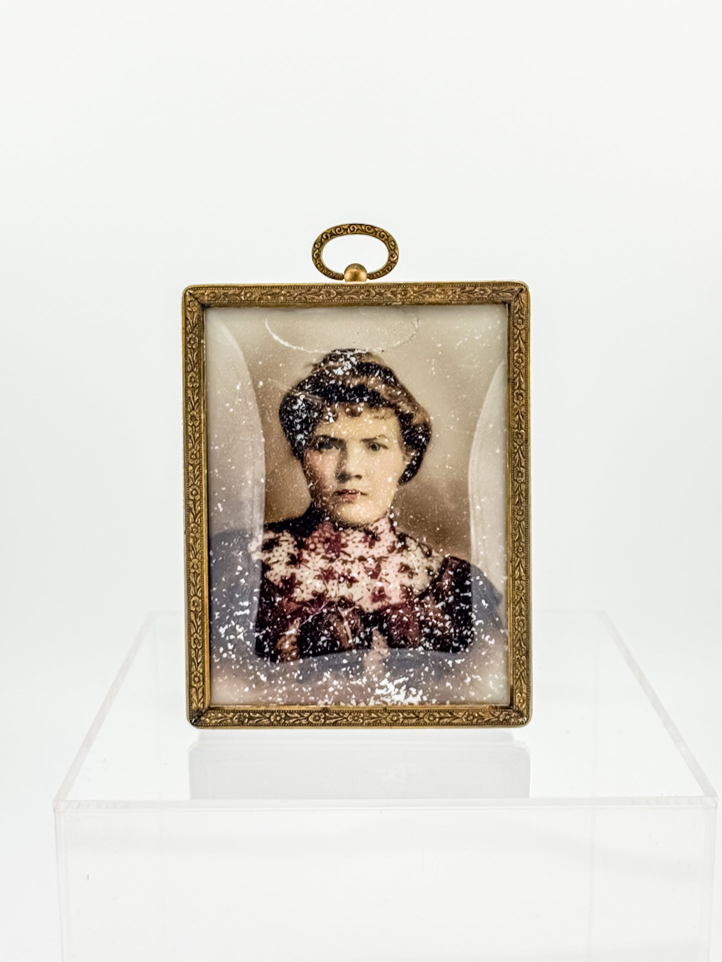 Antique Brass Miniature Photo Frame – Victorian Portrait, Easel & Hanging