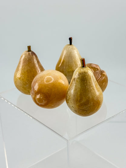Vintage Alabaster Fruit Set - Three Pears and Two Peaches
