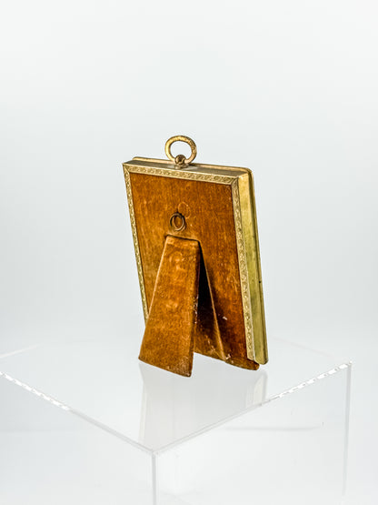 Antique Brass Miniature Photo Frame – Victorian Portrait, Easel & Hanging
