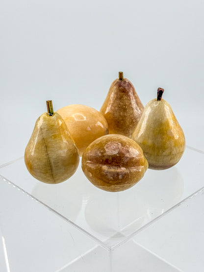 Vintage Alabaster Fruit Set - Three Pears and Two Peaches