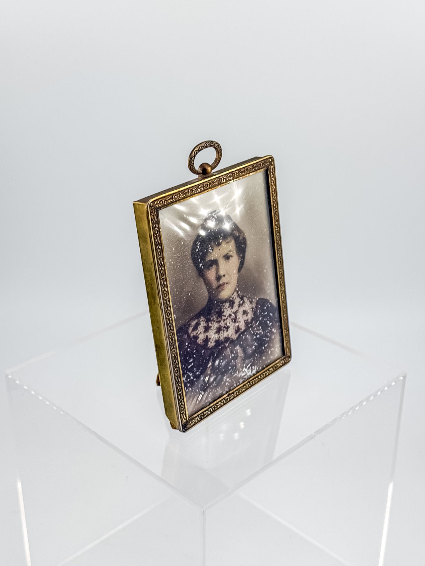 Antique Brass Miniature Photo Frame – Victorian Portrait, Easel & Hanging