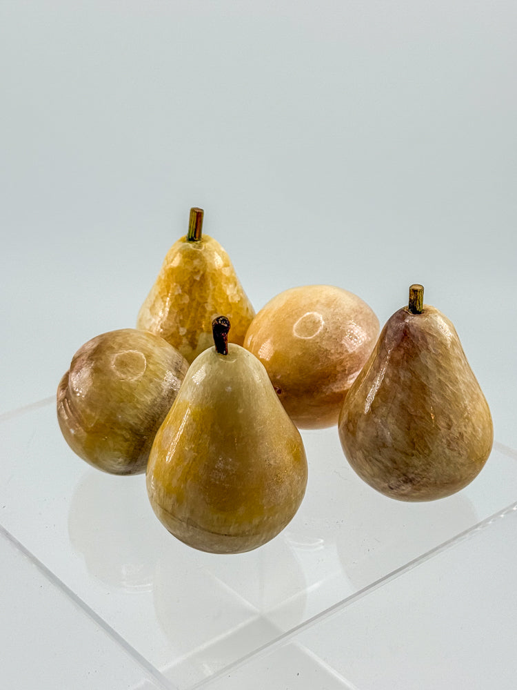 Vintage Alabaster Fruit Set - Three Pears and Two Peaches