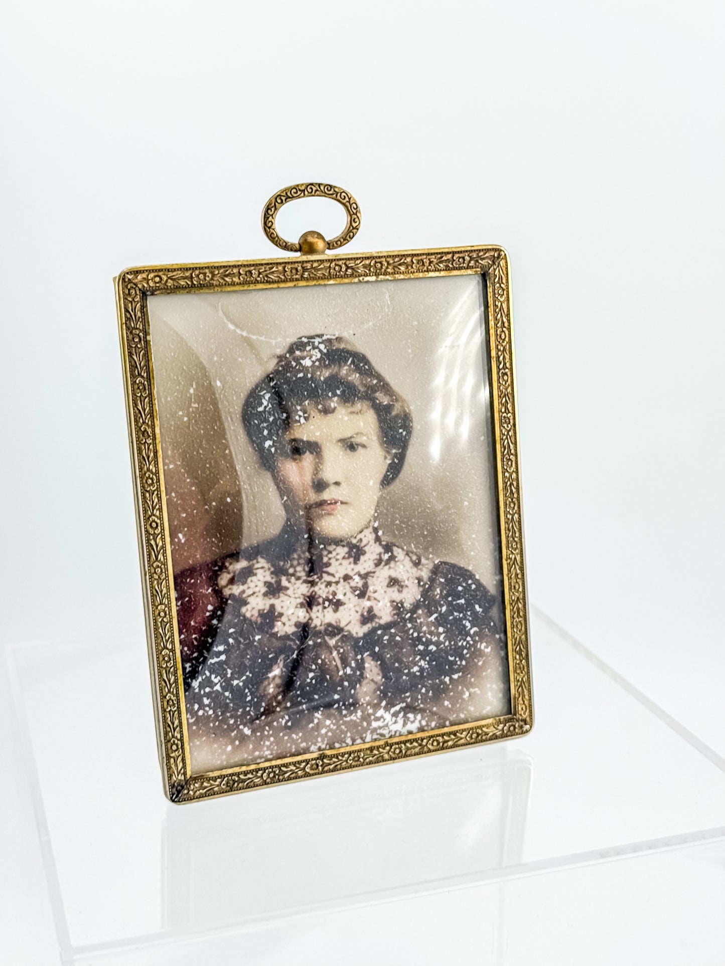 Antique Brass Miniature Photo Frame – Victorian Portrait, Easel & Hanging