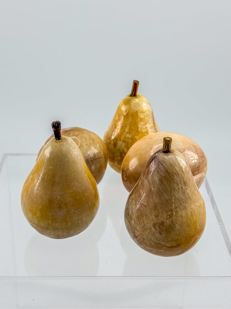 Vintage Alabaster Fruit Set - Three Pears and Two Peaches