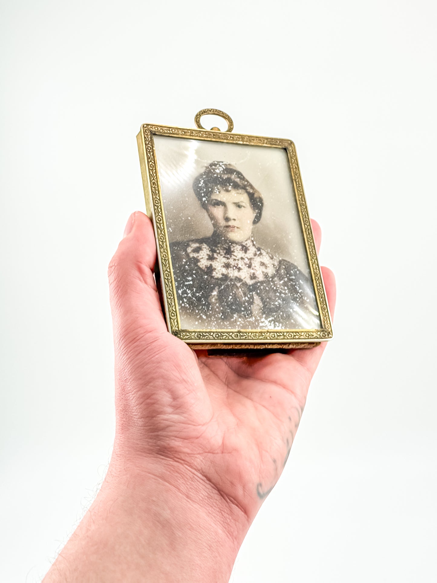 Antique Brass Miniature Photo Frame – Victorian Portrait, Easel & Hanging