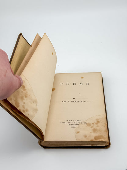 1859 Poems by Rev. T. Hempstead - Antique Poetry Collection