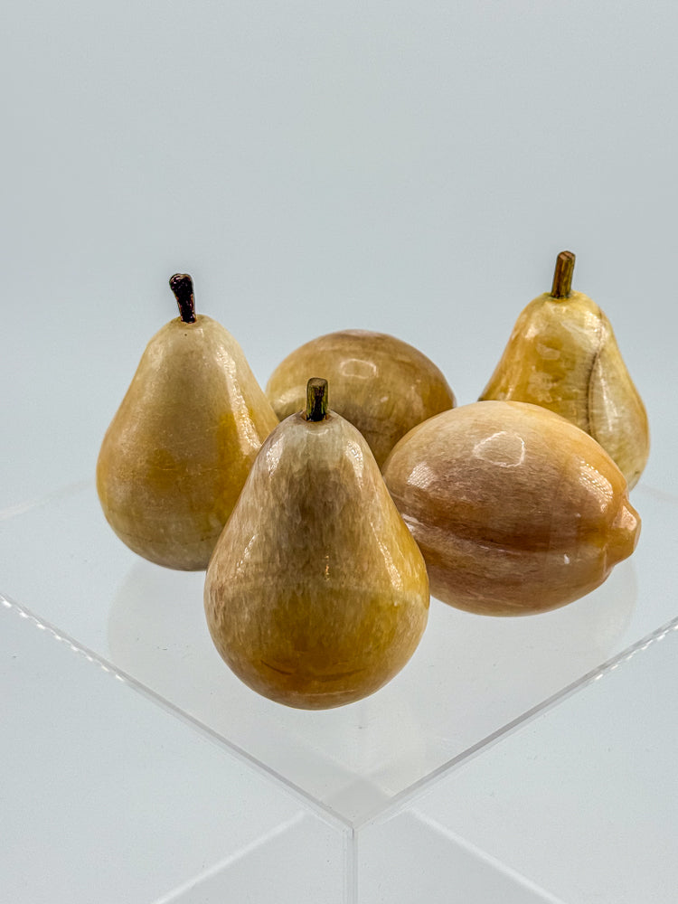 Vintage Alabaster Fruit Set - Three Pears and Two Peaches
