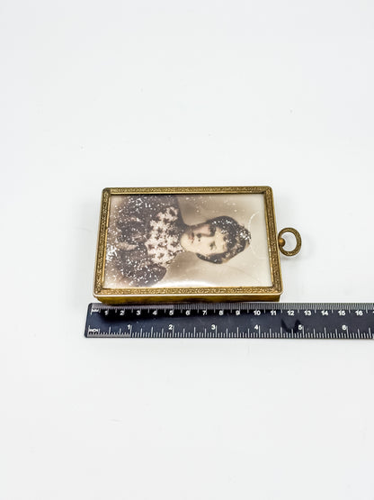 Antique Brass Miniature Photo Frame – Victorian Portrait, Easel & Hanging