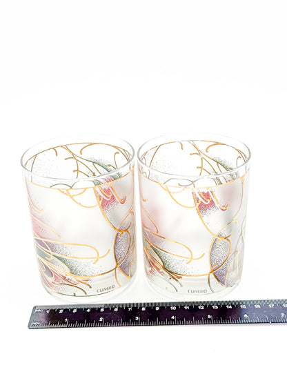 Culver Abstract Floral 22k Gold Rocks Glasses — Set of 2