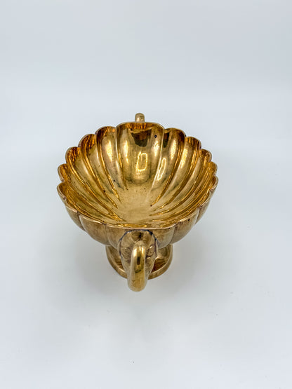 Vintage Solid Brass Footed Bowl with Elephant Handles